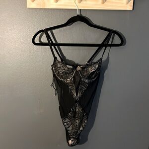 Black lace lingerie bodysuit